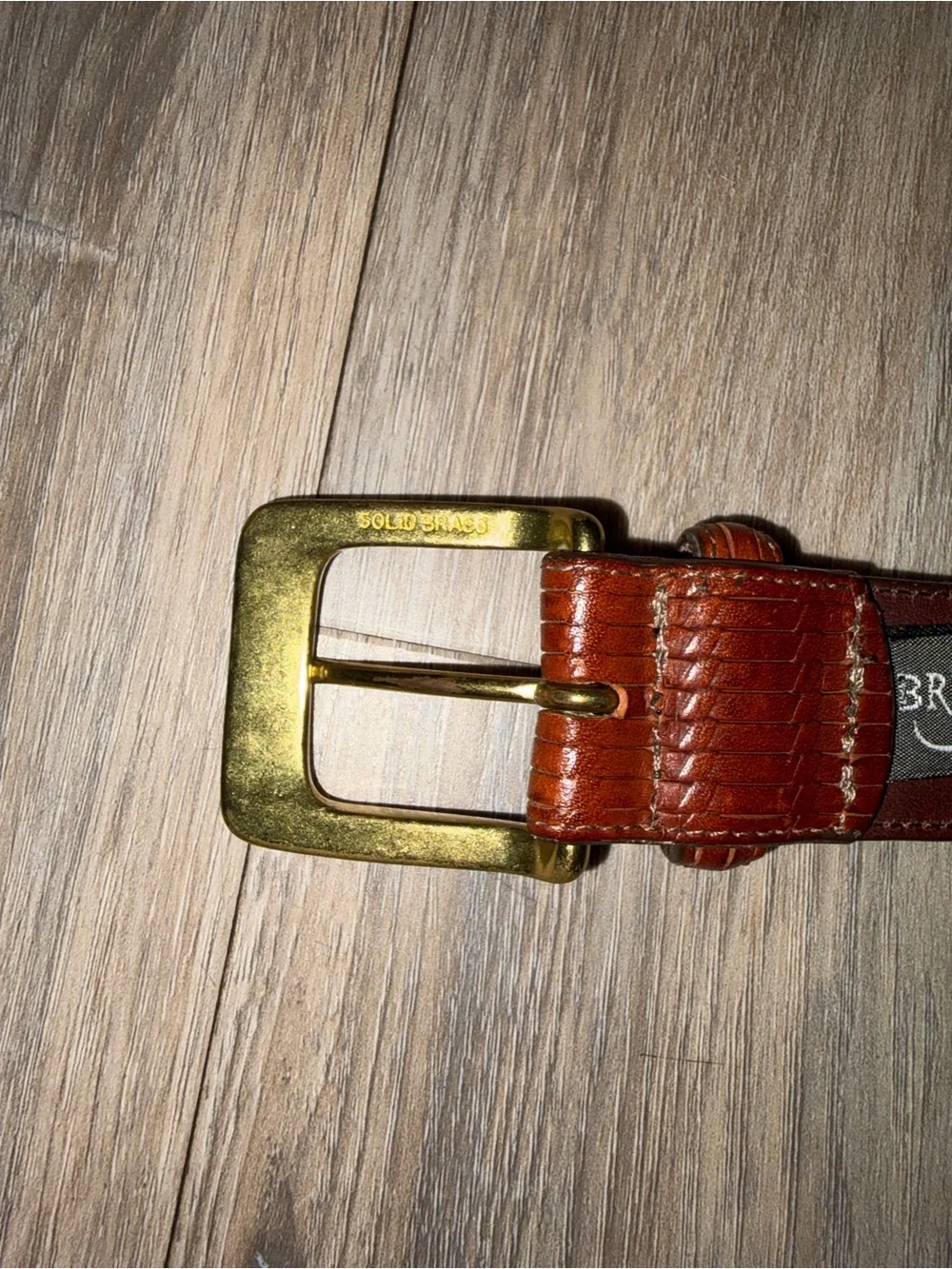 Brighton Brown Embossed Leather Belt Solid Brass Buckle Size 36